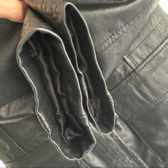 DANIER Leather Fall Winter Jacket Coat Hood Black XXS - Picture 4 of 5